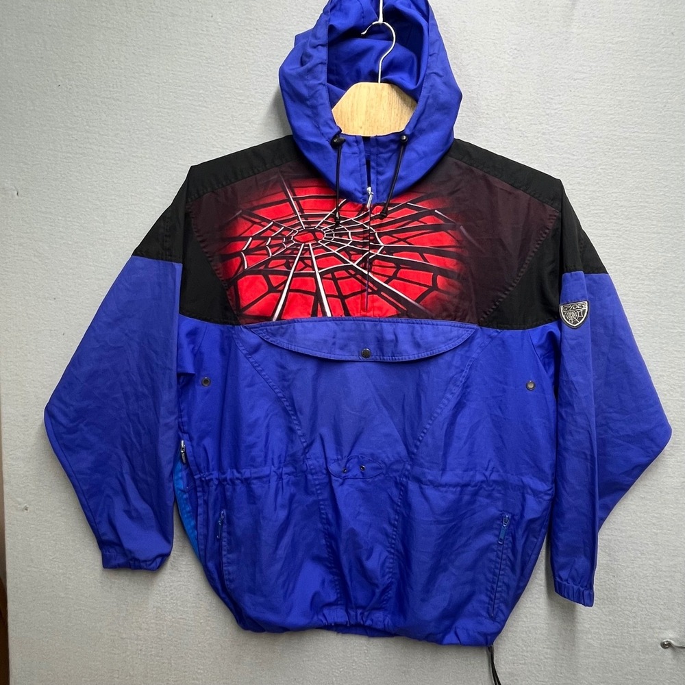Rare Vintage 90s Spyder Jacket Ski Anorak Mens Oversized 3D Spider Web 26x32 XXL